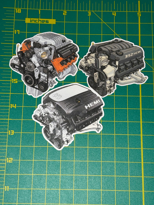 Mopar Hemi V8 Sticker Pack | 5.7L, 392 Scat Pack, Hellcat | 3-Piece Bundle