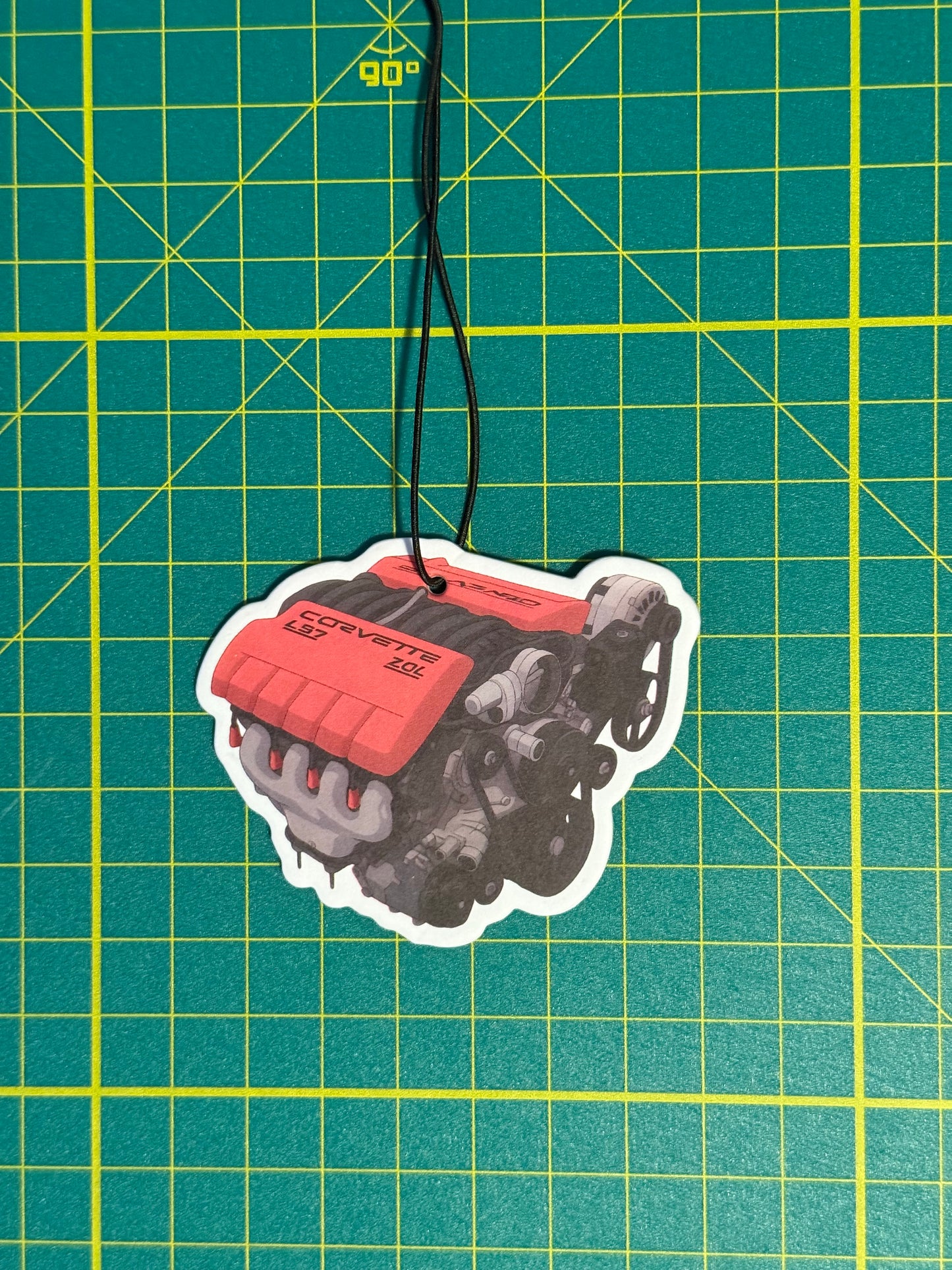 Chevy LS7 7.0L V8 Engine Custom Air Freshener – Black Ice Scent