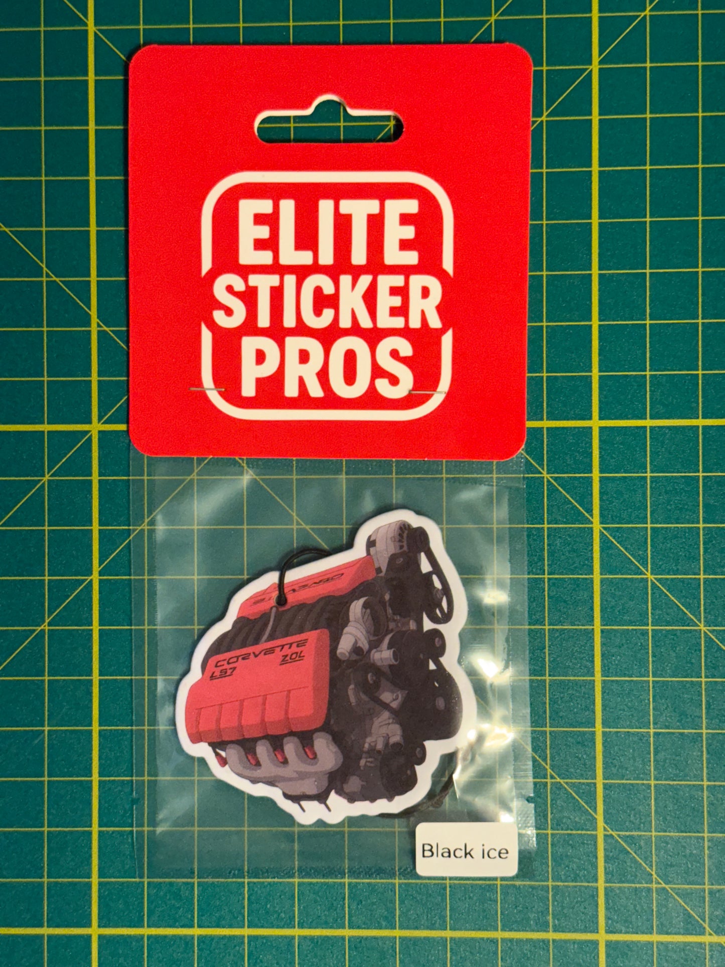 Chevy LS7 7.0L V8 Engine Custom Air Freshener – Black Ice Scent